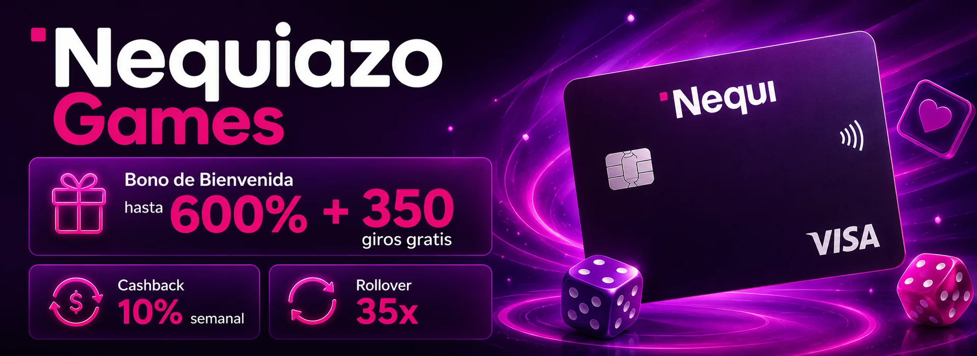 Bono de bienvenida de Nequiazo Games: 600% y 350 giros gratis con cashback del 10% semanal